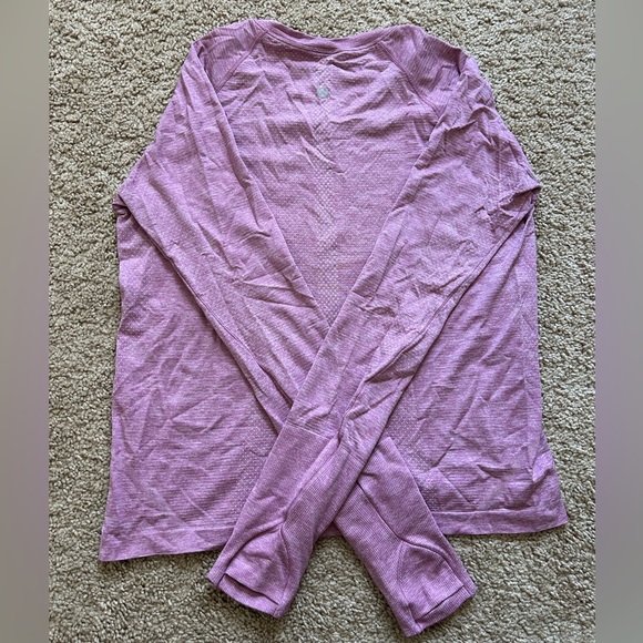Lululemon Swiftly Long Sleeved Tee in Pink Peony/Velvet Dust - Picture 2 of 3